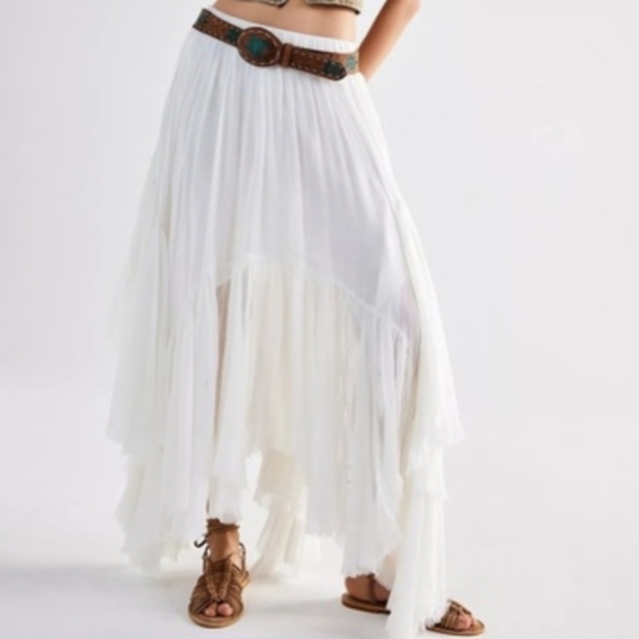 Free People FP ONE Clover White Maxi Skirt Boho Festival Size Small - Picture 2 of 11